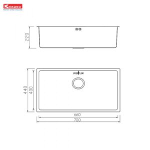 Bản vẽ chậu rửa bát 1 hố KN7044SU Dekor
