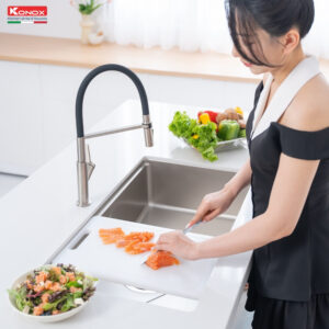 Phụ kiện chậu rửa bát 1 hố phong cách nhật bản Konox Tari 8748sr