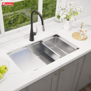 chậu rửa bát 1 hố chống xước Konox 8146Su dekor