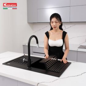 Chậu rửa bát đá terra 860s black
