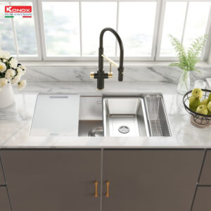 chậu rửa bát 1 hố phong cách nhật bản Konox Tari 8748sr