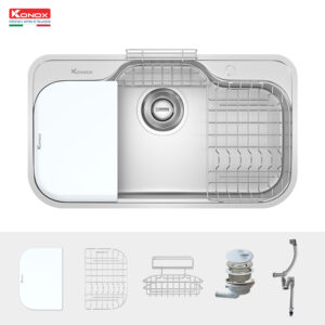 Phụ kiện chậu rửa bát inox 1 hố phong cách Nhật bản Konox Tari 9051SR