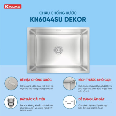 Chậu rửa KONOX chống xước KN6044SU Dekor Tính năng chậu rửa bát KN6044SU DEKOR